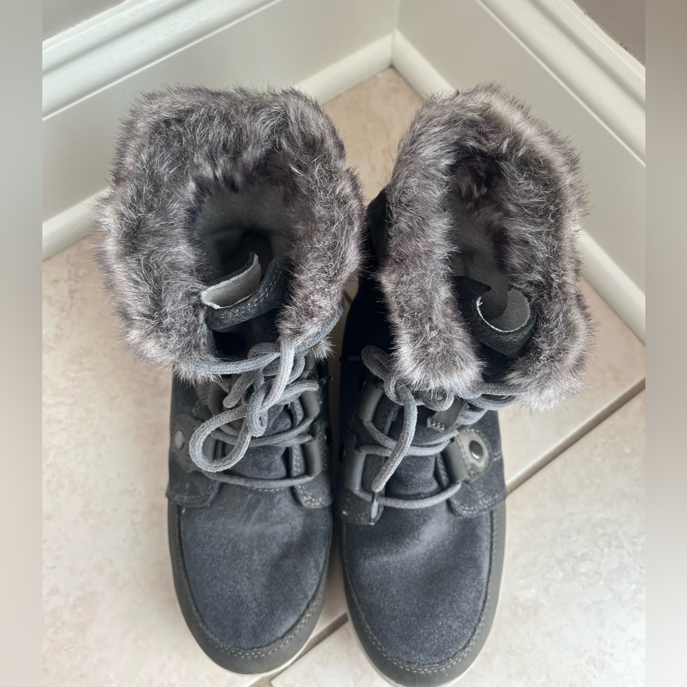 Sorel Charcoal Fur-Trimmed Winter Boots